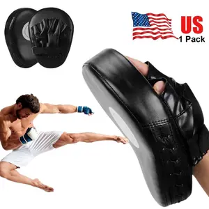 Boxing Curved Focus Punching Mitts- Leatherette Training Hand Pads for Kickboxing Taekwondo Karate MMA, Boxing Equipment Sparring for Kids, Teens & Women