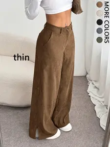 Women's Casual Pants Vintage High-End Split Wide Leg Loose Fit Corduroy Long Pants, Comfortable and Stylish, Aesthetic, Perfect for Daily Wear Spring Valentine's Day
