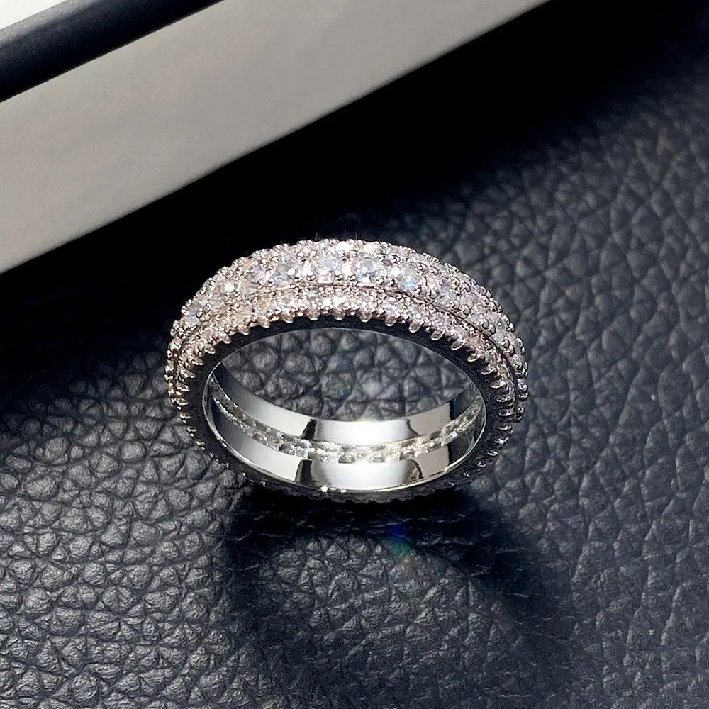 6mm Wide Moissanite Wedding Band Solid Sterling Silver Ring Eternity Band Engagement Rings for Women  Gifts