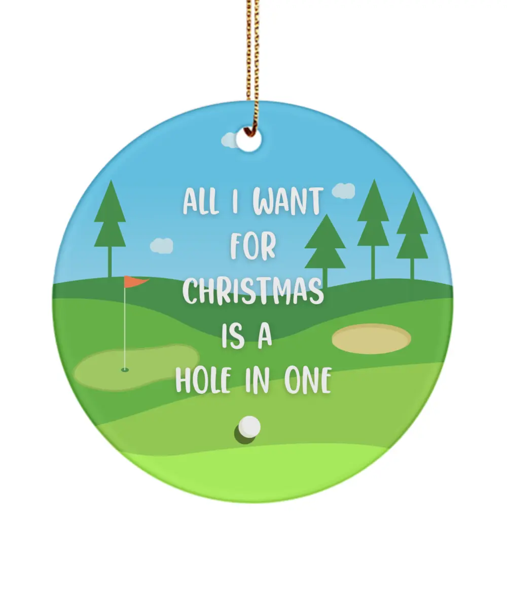 Funny Golf Gift For Men And Women Golf Ornament Round Ceramic Christmas Tree Decoration Golfing Gift For Golfer And Golf Lover Enthusiast