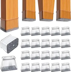 Chair  Floor Protectors Rectangle Chair  Protectors for Hardwood Floors  Pads Covers to Protect Floors(Clear-20 Pcs, Rectangle M Fit (W:3/4" ~ 1",L:1-1/8"~1-1/2")
