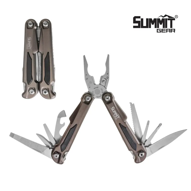 Summit Gear Stainless Steel 14-in-1 Multitool Kit - Outdoor Multifunctional Tools with Needle Nose Pliers, Wire Cutter, Serrated Blade for Hardware Tasks,Multitool Kits