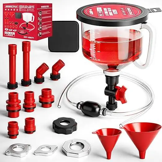 No-Spill Coolant Funnel-Red