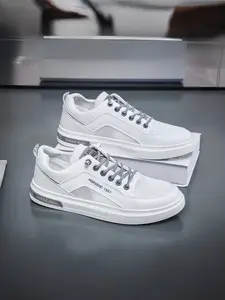 Men's Spring Summer Sneakers | Breathable Mesh & Cut-Out Skate Shoes | Lightweight White Campus Sneakers, Casual Athletic Sneakers