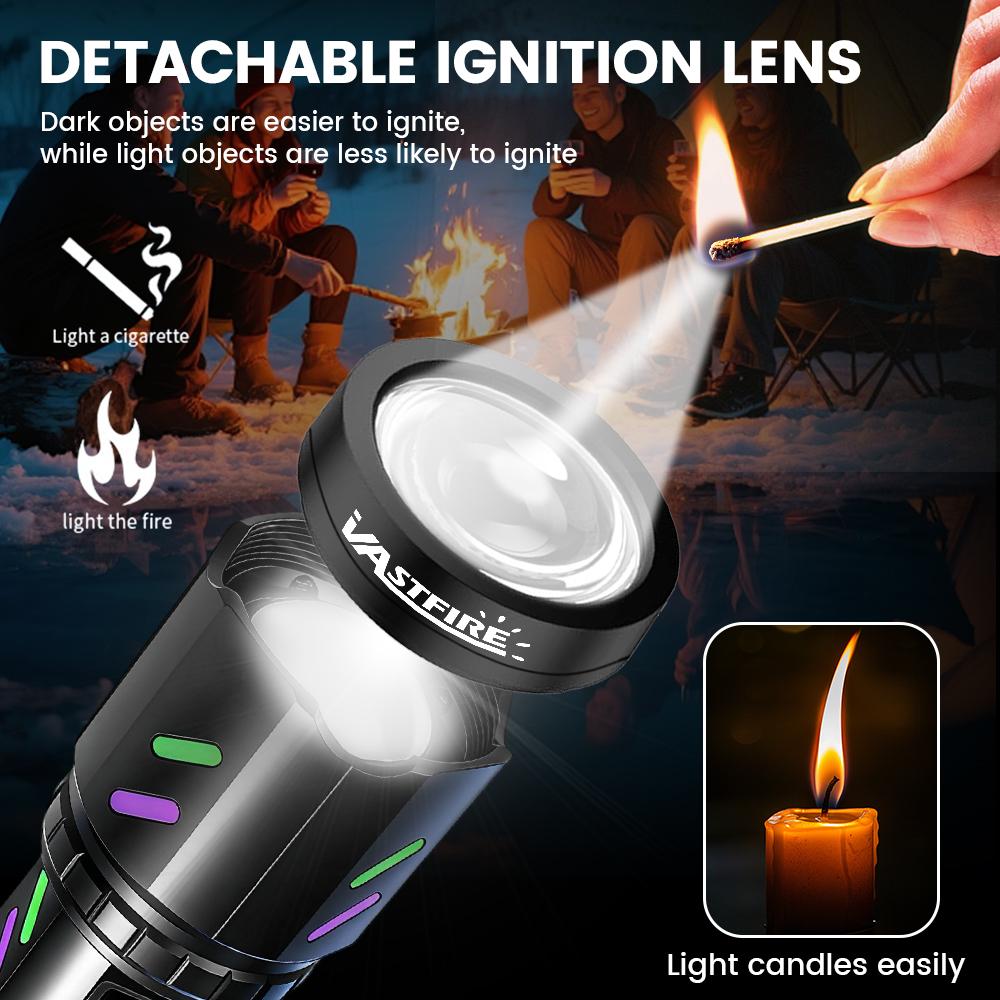 30W Handheld LED Flashlight - Ignition Zoom Lens, Type-C USB Rechargeable Spotlight, Digital Power Display, 5 Modes, Aluminum Alloy, Mobile Power Function, for Outdoor Emergency, Camping, Patrol, Handheld Led Flashlights, Rechargeable Spotlight Flashlight