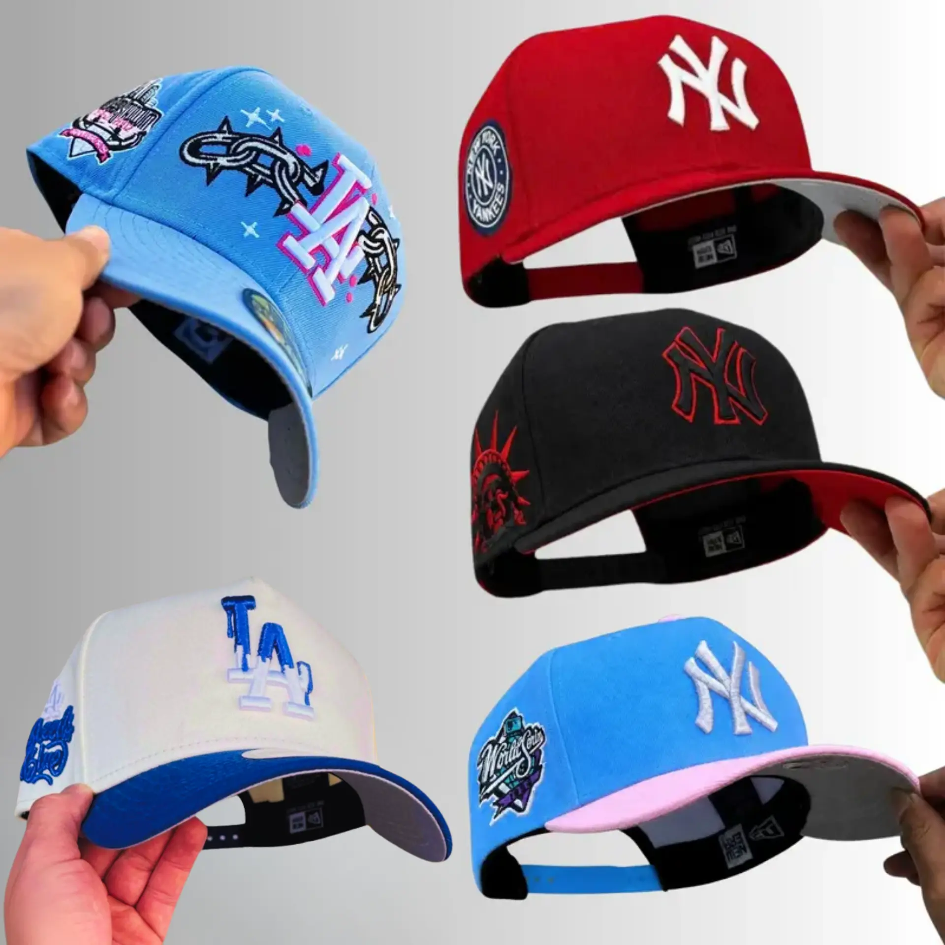 New Era MLB NY Yankees & Los Angeles Dodgers 9FORTY 59FIFTY Cap – Fitted Snapback Gorras Unisex, Streetwear Baseball Hat for Men Women, Adjustable Trucker Style, Moda Urbana USA 2026, Classic Sport Look, Trending TikTok Headwear