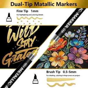 12-24 Color Metal Dual-Ended Acrylic Markers Set, Professional Art Supplies, Suitable for Wood, Glass, Metal, Ceramic, Plastic, Fabric