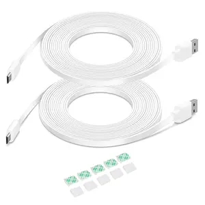 2Pack 10FT Flat Power Extension Cable for Wyze Cam v4/v3/OG/v3 Pro, Blink Mini, Ring Indoor, Kasa Indoor, Blink Mini Pan, Charging Power Cord for Security Camera(Not for WyzePan v3, not Type-C)