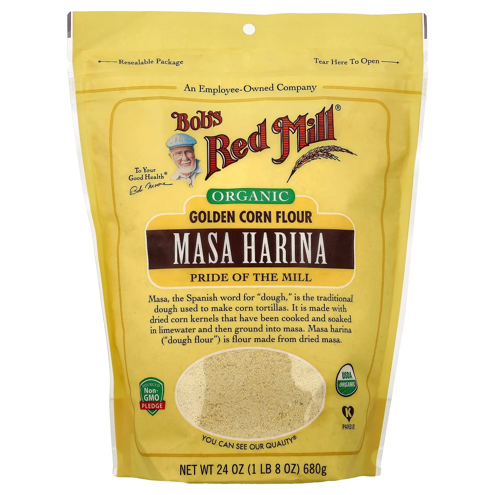 Bob's Red Mill Organic Golden Corn Flour, Masa Harina, 24 oz (680 g) Bob's Red Mill Organic Golden Corn Flour, Masa Harina, 24 oz (680 g)