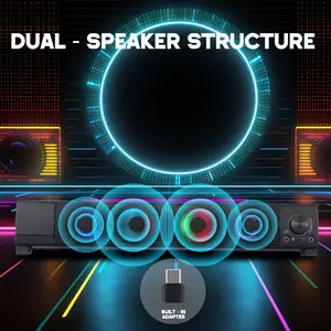 D2 Computer Speakers with 5.2 Surround Sound, USB-Powered 4-Petal Bass, Volume Knob Control & Low-Profile Design for Gaming, Movies, Music - Compatible with PC, TV, Smartphone, Tablet, Speakers for Pc, Movie Audio Upgrade, Modern Speaker Setup,