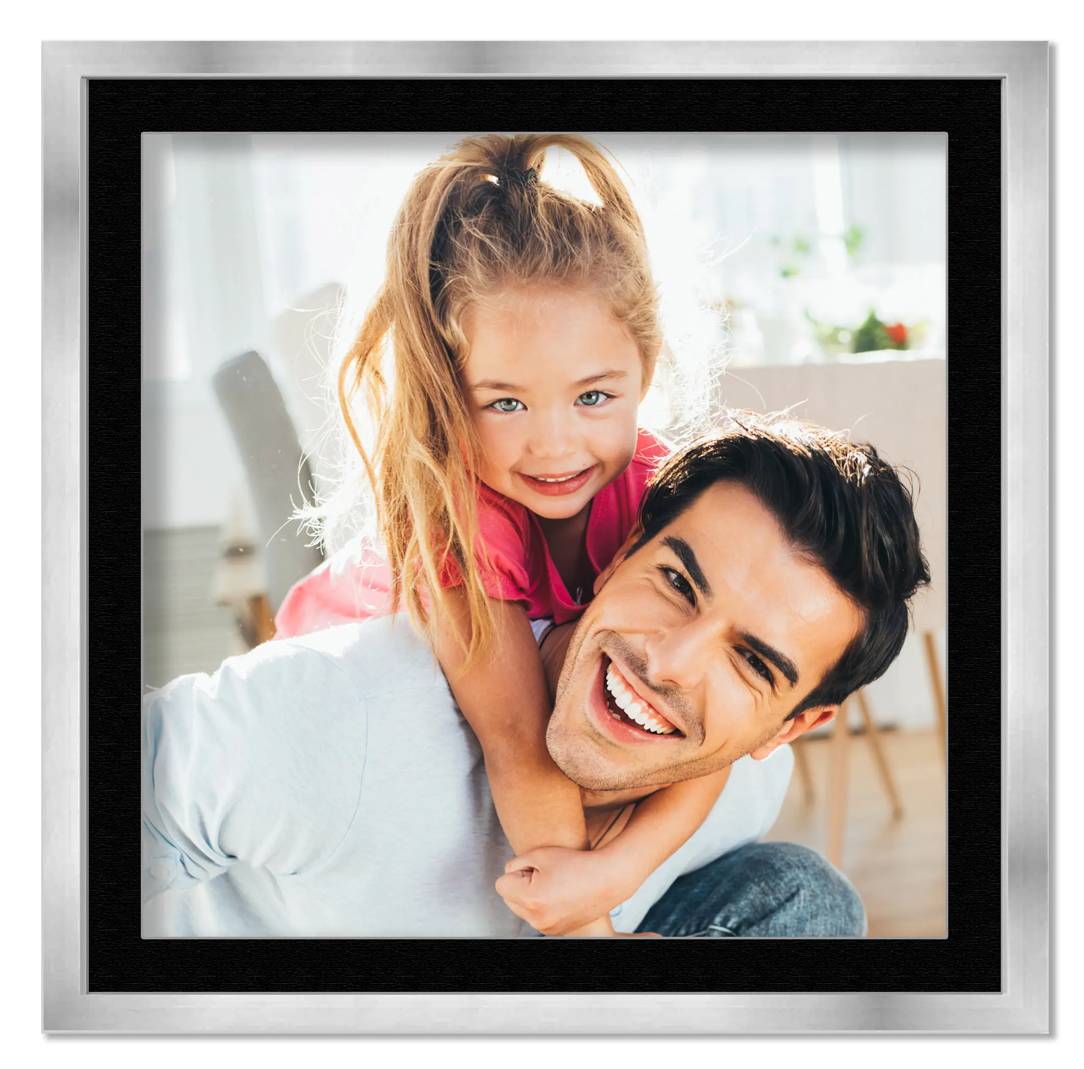 20x20 Frame with Mat - Silver 22x22 Frame Wood Made to Display Print or Poster Measuring 20 x 20 Inches with Black Photo Mat