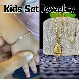 Set Virgen de Guadalupe Necklace and Bracelet for Kids Jewelry 14K Gold Filled