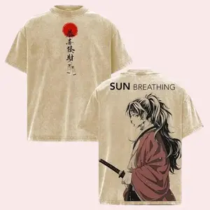 Yoriichi Tsugikuni Demon Slayer, Infinity Castle Movie, Anime Double Printed Vintage Washed Tee Unisex Oversize Heavyweight Cotton T-shirt for Anime Fans and Lovers mom outfits gift t-shirt 3KM