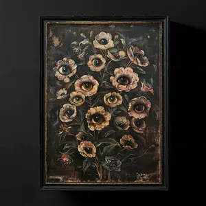 Victorian Gothic Floral Evil Eye Canvas Print Poster Vintage Dark Botanical Style for Wall Art Home Decor Art Poster-unframed