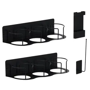 Garvee Magnetic 2-Tier Foldable Cup Holder and Under Shelf Organizer Rack for Refrigerator with Hooks and Straw Holder, Strong Storage Solution for 40 oz Tumblers, Mugs, and Kitchen Utensils, No Drilling Required