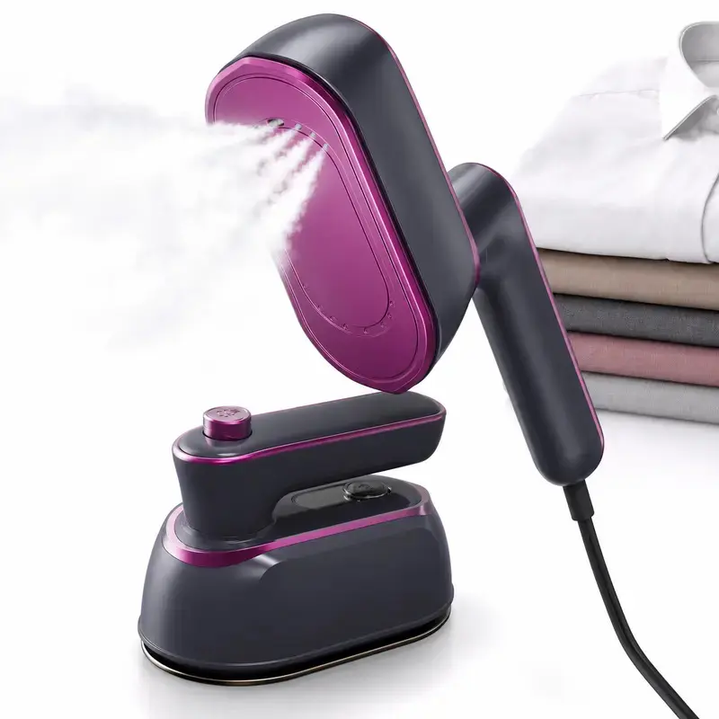 Compact Foldable Travel Clothing Steamer Iron - 2-in-1 Dry & Steam Handheld Steamer for Clothes, 5s Fast Heat, 180° Rotatable, Carry-On Fit Steam Iron for Clothes