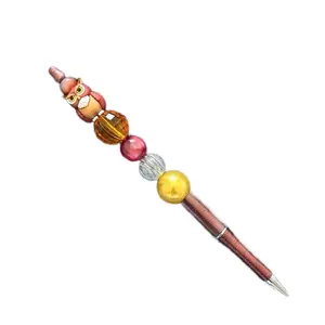 Owl Focal Bead Pen with Gold and Brown Accents, Includes Owl Focal Bead, Brown Handle, and Gold Accents