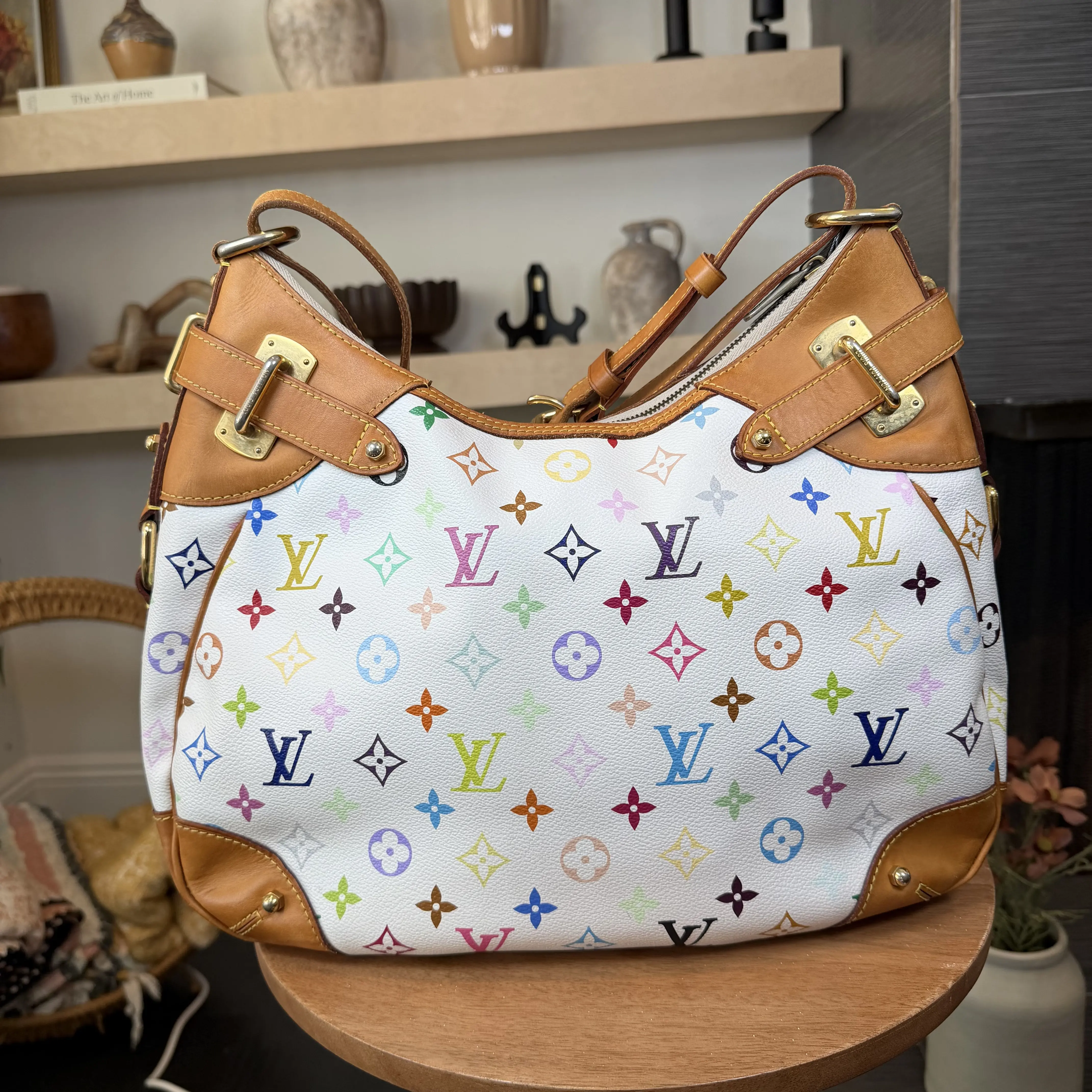Pre-owned Louis Vuitton Canvas Luggage Monogram Multicolor Greta White