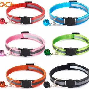 6 Pack Reflective Cat Collar with Bell Adjustable19-32cm Breakaway and Safe Collars for Cats, Nylon Pet Collar Mixed Colors Pet