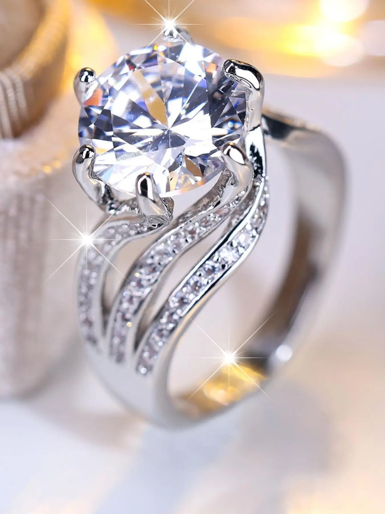 S925 Sterling Silver Fashion Artificial Zircons Ring, Beautiful Rings, Engagement Ring for Women, Trendy All-match Jewelry for Birthday Gift, Wedding Engagement Ring