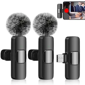Wireless Lavalier Microphone Clip Rotatable Wireless Microphone For IPhone For IPad Android USB-C Cordless Clip-on Microphone, Plug And Play, Audio Video Recording Live Streaming Interviews rechargeable wireless