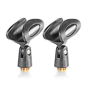 Generic Replacement Microphone Clamp Clip MZQ1 for Sennheiser EW 100 Wireless Microphone System Handheld Transmitter, with Screw Adapters 5/8 Male to 3/8 Female, Black, 2 PACK