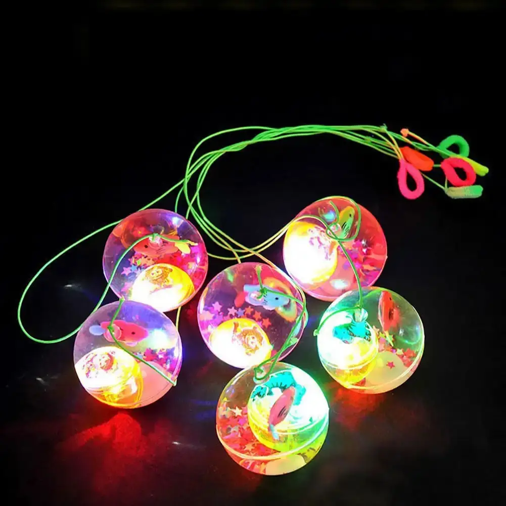 Glowing Bouncy Ball Colorful Flash Jumping Ball Children Luminous Toys Kids LED Glitter Elastic Ball Outdoor Fun Lato Toys