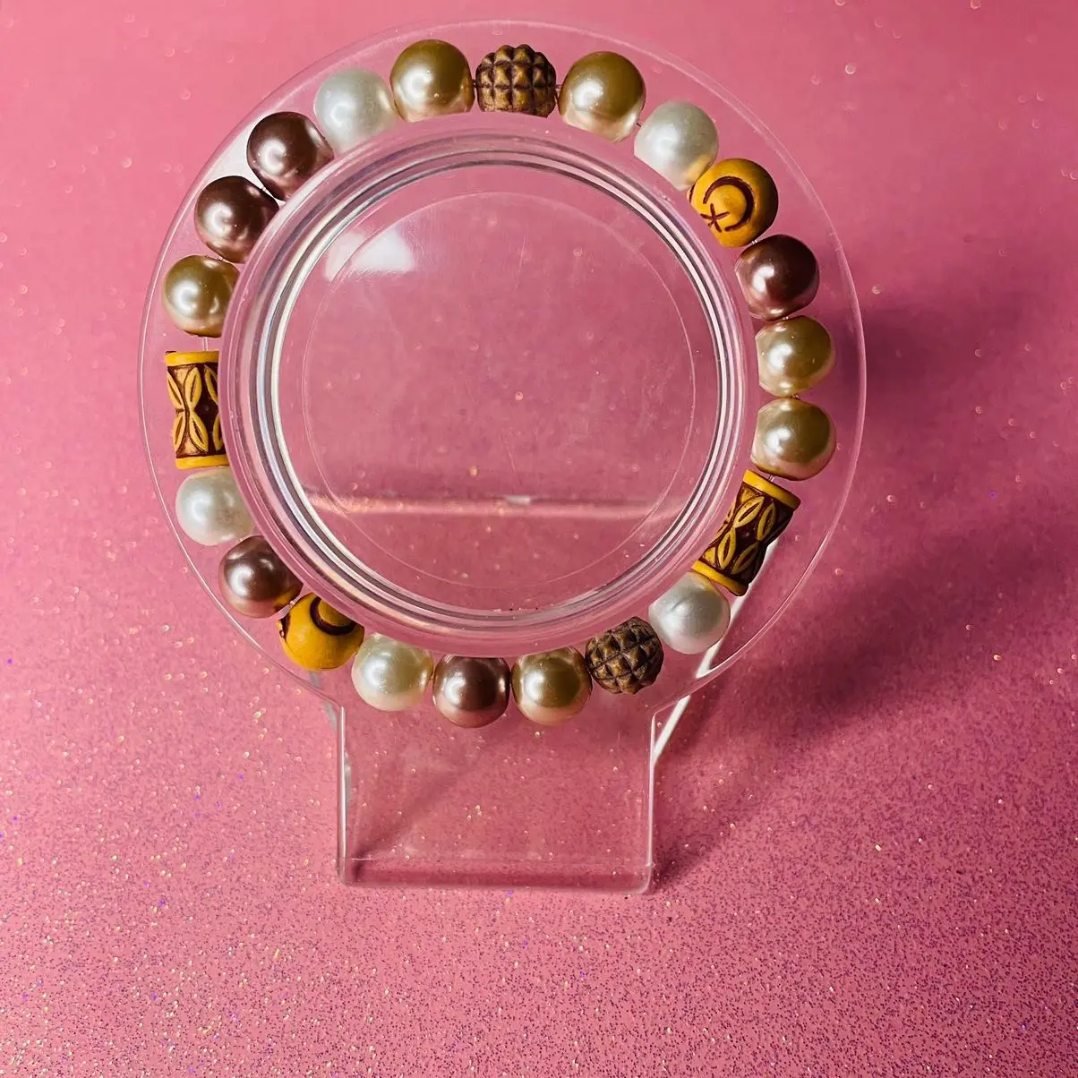 Gold and brown beaded bracelets