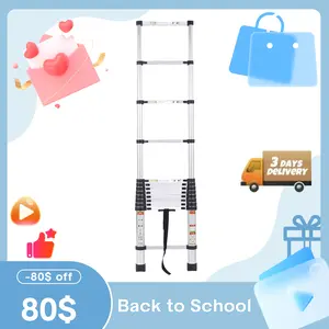 Telescoping Ladder, 12.5FT Aluminum One-button Retraction Collapsible Extension Ladder, 330 LBS Capacity with Non-slip Feet, Portable Multi-purpose Compact Ladder for Home, RV, Loft, and Outdoor Working