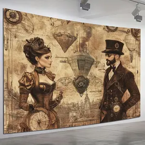 1pc 2D Flat Victorian Steampunk Fantasy Suitable for Home Bedroom Living Room Outdoor Decoration Festive Decor Photography Studio And Backgrounds for Other Patterns. Ornaments Artistic