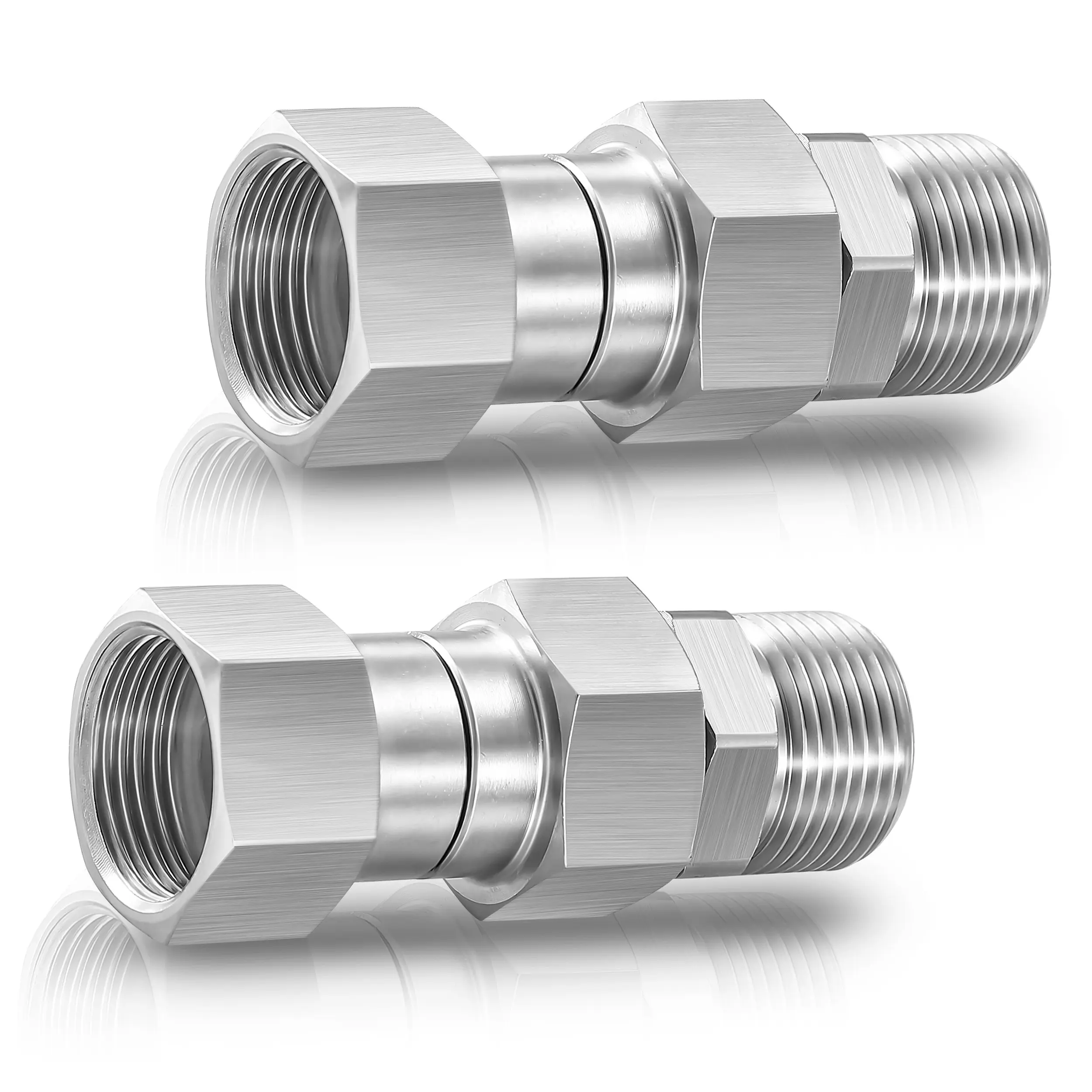 M MINGLE High Quality Pressure Washer Swivel Adapter Fitting, 2-Count Metric M22 14mm Male Thread Stainless Steel, 4500 PSI, Eliminates Hose Twists, Prevents Kinks, Ensures Smooth Operation, Father's Day Gift for Pressure Washers, Adapter Pressure Washers