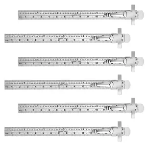 6 count 6 Inch Metal Pocket Ruler, Stainless Steel Machinist Ruler with Detachable Clips, Slide Dual Scale Measurement Precision Rulers for School Office Engineering