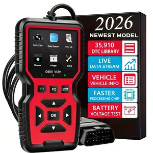 Car OBD2 Scanner Diagnostic Tool Code Reader, Car Voltage Tester Engine Fault Code Scanner, Charging Tester Diagnostic Tool For OBDII Protocol Cars V519-red Automotive Vehicle