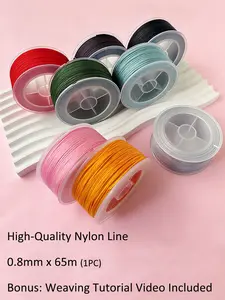 0.8mmx65m Matte Nylon Cord for DIY Bracelets, Jewelry Making, Beading and Craft Projects, Ultra-Durable Versatility String Multi-Color Available