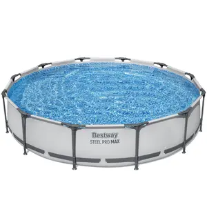 Bestway 12' x 30" Steel Pro Round Frame Above Ground Pool Set with Filter Pump