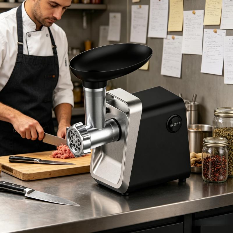 Electric meat grinder, stainless steel meat grinder with 2 blades, sausage tube, and Kubbe kit, 2800W suitable for home kitchen use with US standard plug