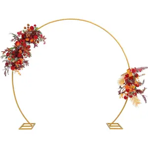8ft Balloon Arch Stand,Round Backdrop Stand,Golden Circle Wedding Arch Frame for Wedding,Valentine's Day,Birthday,Party,Friends Gathering,Christmas,Garden Decoration