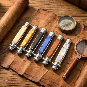 Italian Style Stainless Steel Fruit Knife Resin Handle Rust Proof EDC Pocket Knife With Nylon Sheath Portable Outdoor Camping Hiking Daily Cutting Tool