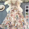 Women's Floral Print Lightweight Cami Dress, Boho Flowy Dress, Casual Boho Style, Boho Bohemian Fashion Vibe Casual A Line Dress for Beach Holiday Vacation, Ladies Dress for Summer, boho summer dresses, Casual Wear