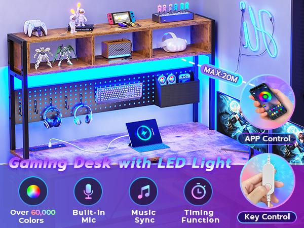 SEDETA 57.5-inch L-Shaped Gaming Table with Tray Reversible Computer Desk Furniture Shelf