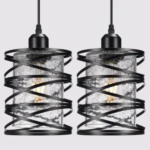 【Exclusive Offer】Glitnous 5.1" Black Pendant Light - Unique Water Drop Glass Design, Ideal for Living Room, Kitchen, or Dining Room