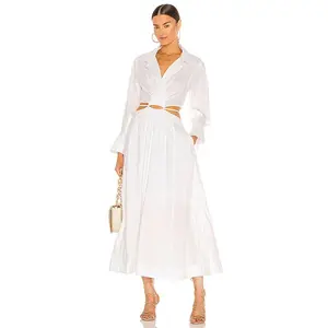 JONATHAN SIMKHAI Alex Pleated Cut Out Dress in White