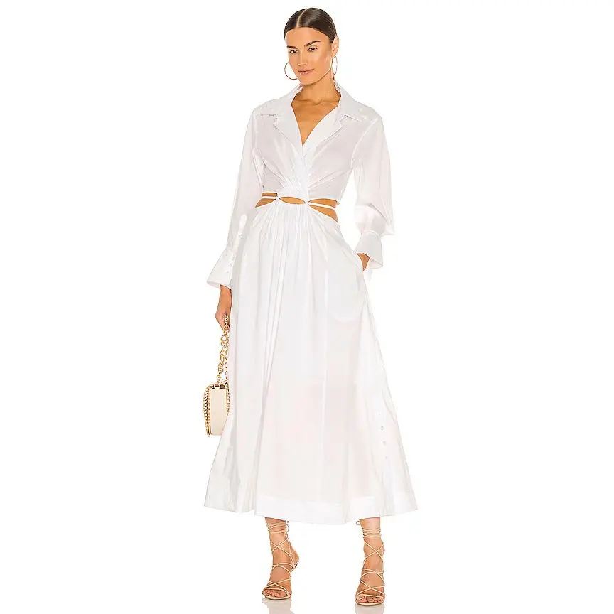JONATHAN SIMKHAI Alex Pleated Cut Out Dress in White