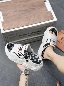 2026 New Men's Thick Sole Height-Boosting Slippers, Dual Layer Eva Shock Absorption, Non-Slip Slip-On Beach Shoes, Comfortable Outdoor Walking
