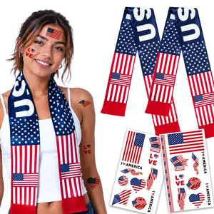 【2026 New】 Fan Gear Set Premium Soccer Gifts: 2 Scarf & 2 Tattoo Bundle US Local Stock Fast Shipping