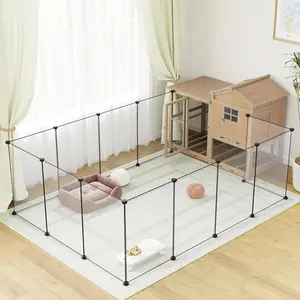 Large Transparent Pet Playpen, 28" H x 20" W,  Playpen, Small  Playpen, Puppy Playpen,  Playpen,  Pen,  Fence, for Kittens, Ferrets, Guinea Pigs, Indoor Use, 12 Panels