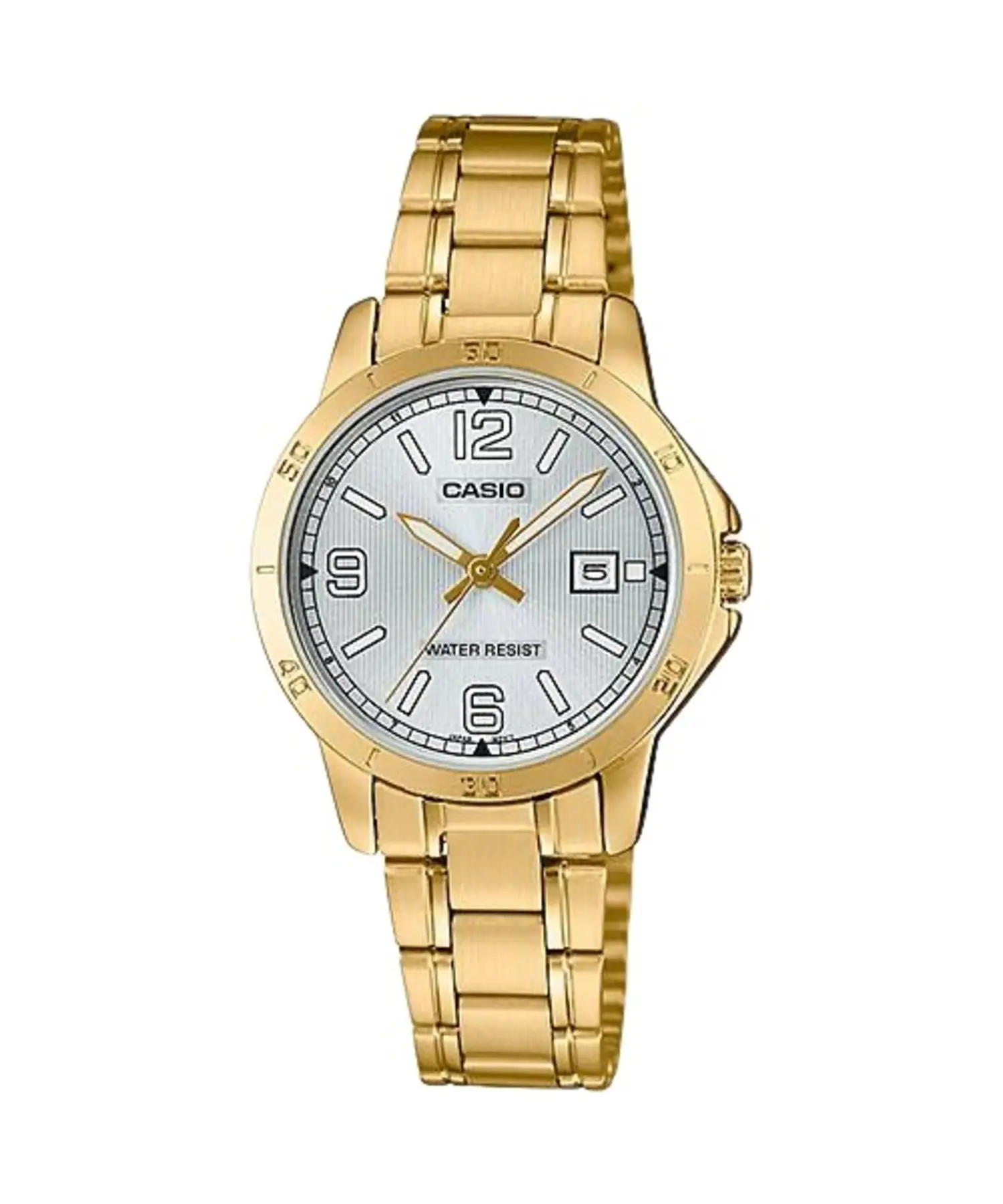 Casio Women’s Silver Dial Gold-Tone Stainless Steel Bracelet Watch - LTP-V004G-7B2UDF