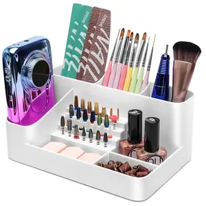 Nail Drill Holder Storage Box Container 28 Holes Acrylic Nail Drill Bit Organizer,Nail Drill Desk Organizer Case and Storage Box for Manicure Tools Elegant White ABS Makeup Organizer Clear Makeup Organizer Nail Tool Storage Box Nail Drill Bit Display Box