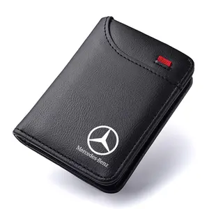 Car Emblem Soft Wallet Leather Mini Credit Card Purse Portable Small Wallet For Mercedes Benz AMG Smart W205 C300 W203 W206 W108 W124 W126 W140 W168 Accessories