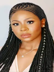 Women's 13x8 HD Lace Front Cornrow Braided Wig, Synthetic Fiber Hairpiece with Baby Hair Middle Part, 36 Inches Long, Lace Frontal Wigs